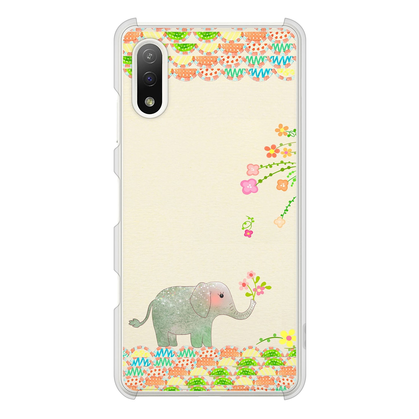 Xperia Ace II SO-41B docomo 高画質仕上げ 背面印刷 ハードケース 【1039 お散歩ゾウさん】