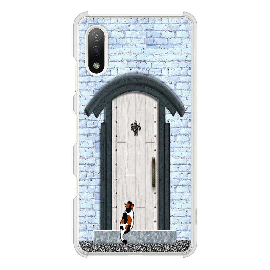 Xperia Ace II SO-41B docomo 高画質仕上げ 背面印刷 ハードケース 猫とドア