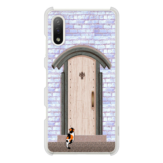 Xperia Ace II SO-41B docomo 高画質仕上げ 背面印刷 ハードケース 猫とドア