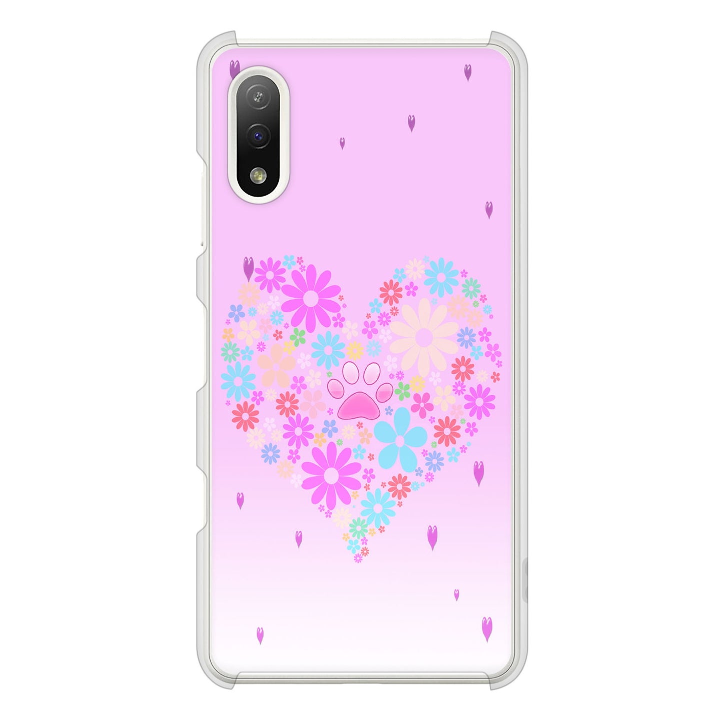 Xperia Ace II SO-41B docomo 高画質仕上げ 背面印刷 ハードケース ハートと肉球