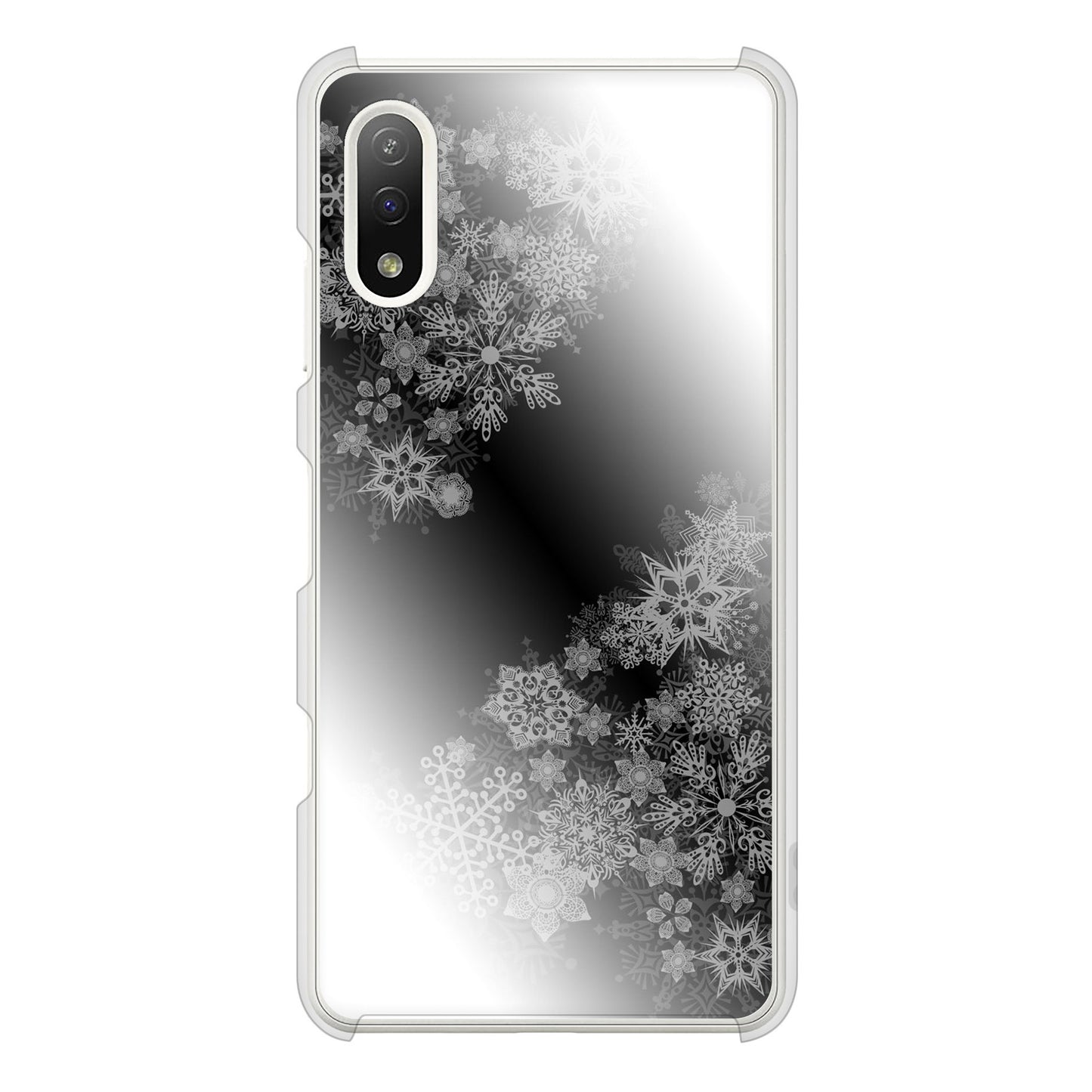 Xperia Ace II SO-41B docomo 高画質仕上げ 背面印刷 ハードケース 【YJ340 モノトーン 雪の結晶 】