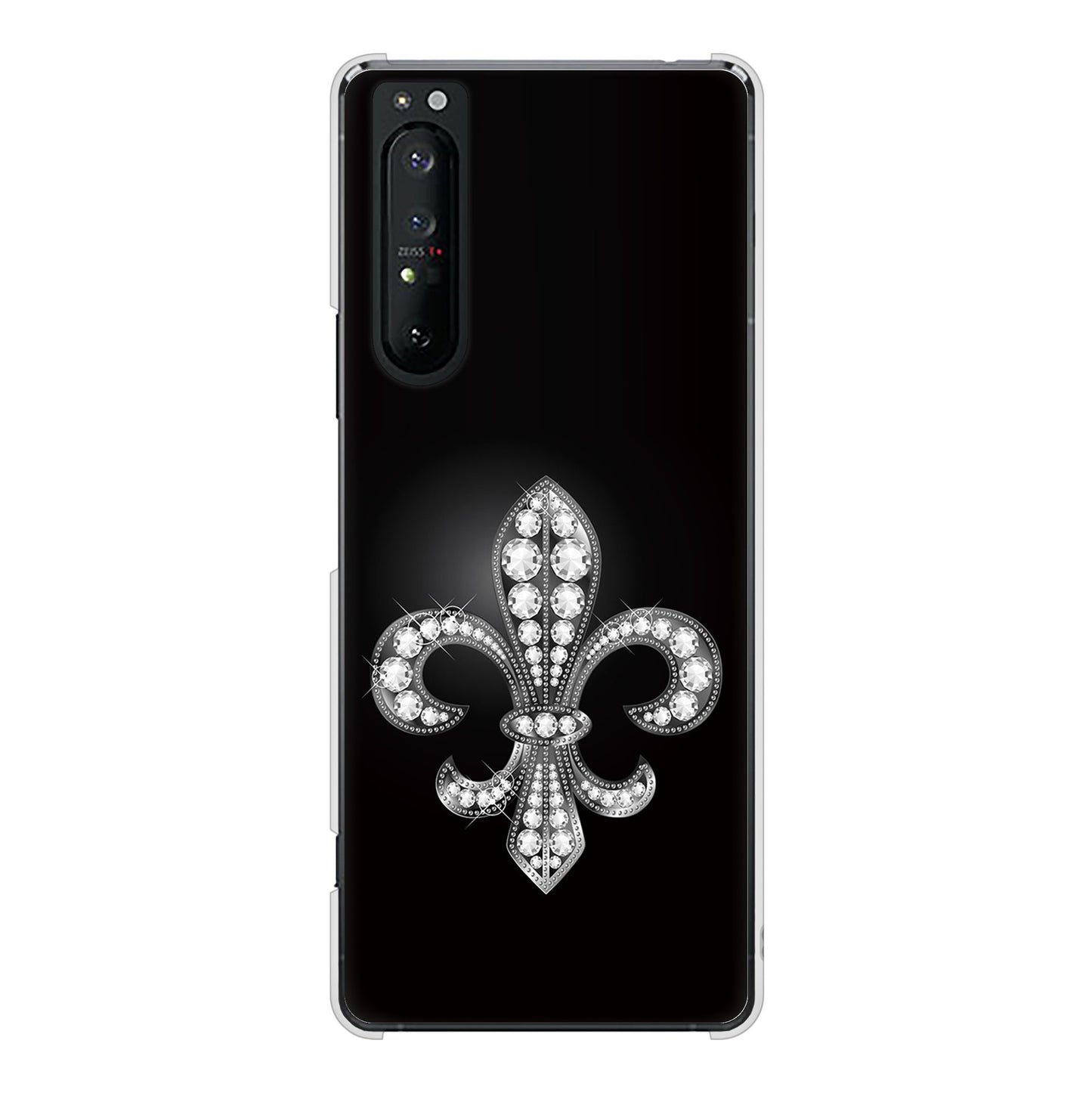 Xperia 1 II SO-51A docomo 高画質仕上げ 背面印刷 ハードケース 【042 ラインストーン風の印刷ゴージャスユリ】