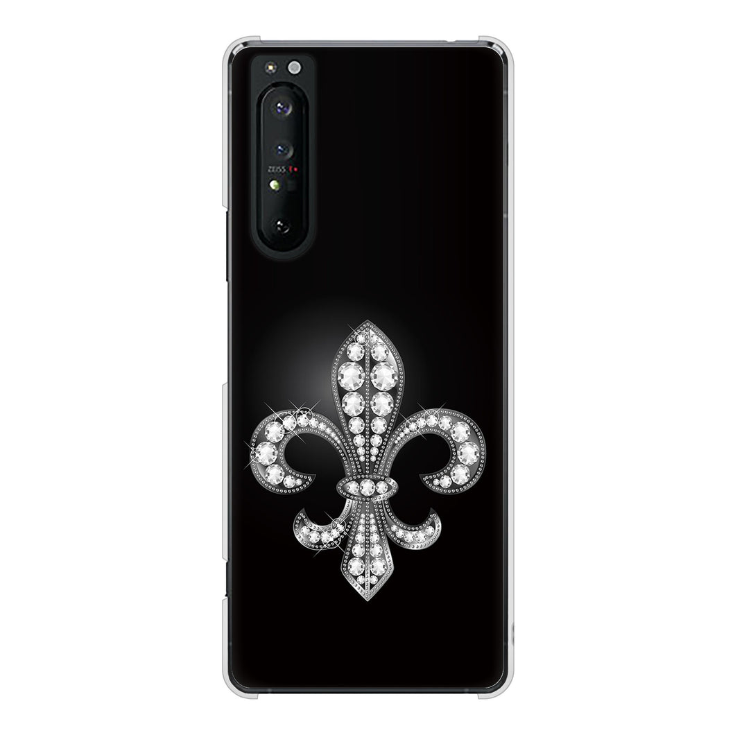 Xperia 1 II SO-51A docomo 高画質仕上げ 背面印刷 ハードケース 【042 ラインストーン風の印刷ゴージャスユリ】