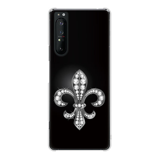Xperia 1 II SO-51A docomo 高画質仕上げ 背面印刷 ハードケース 【042 ラインストーン風の印刷ゴージャスユリ】