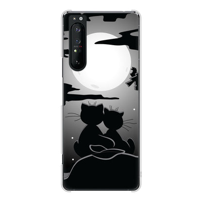 Xperia 1 II SO-51A docomo 高画質仕上げ 背面印刷 ハードケース 夜とネコ