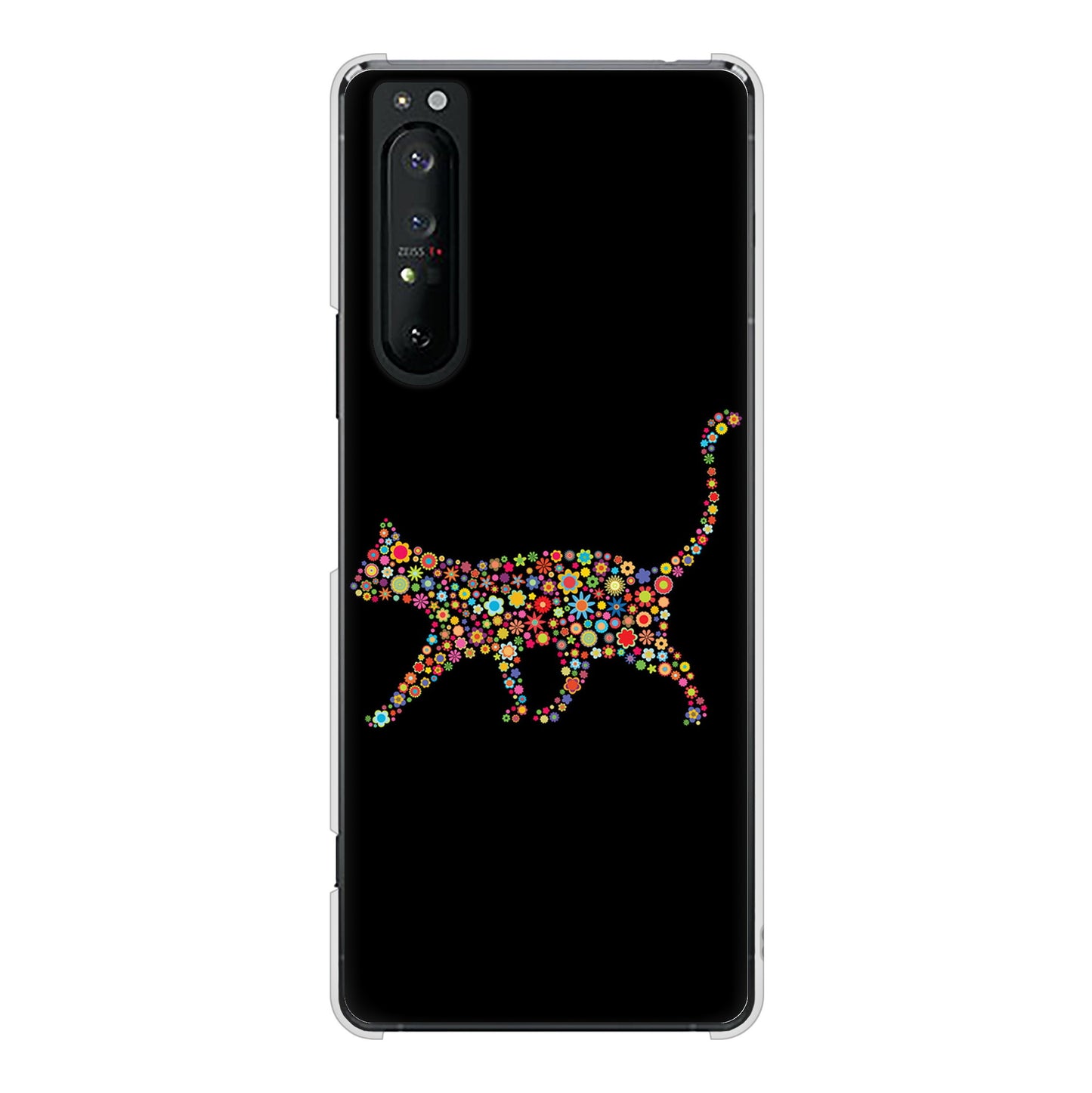 Xperia 1 II SO-51A docomo 高画質仕上げ 背面印刷 ハードケース 【406 カラフルキャット】