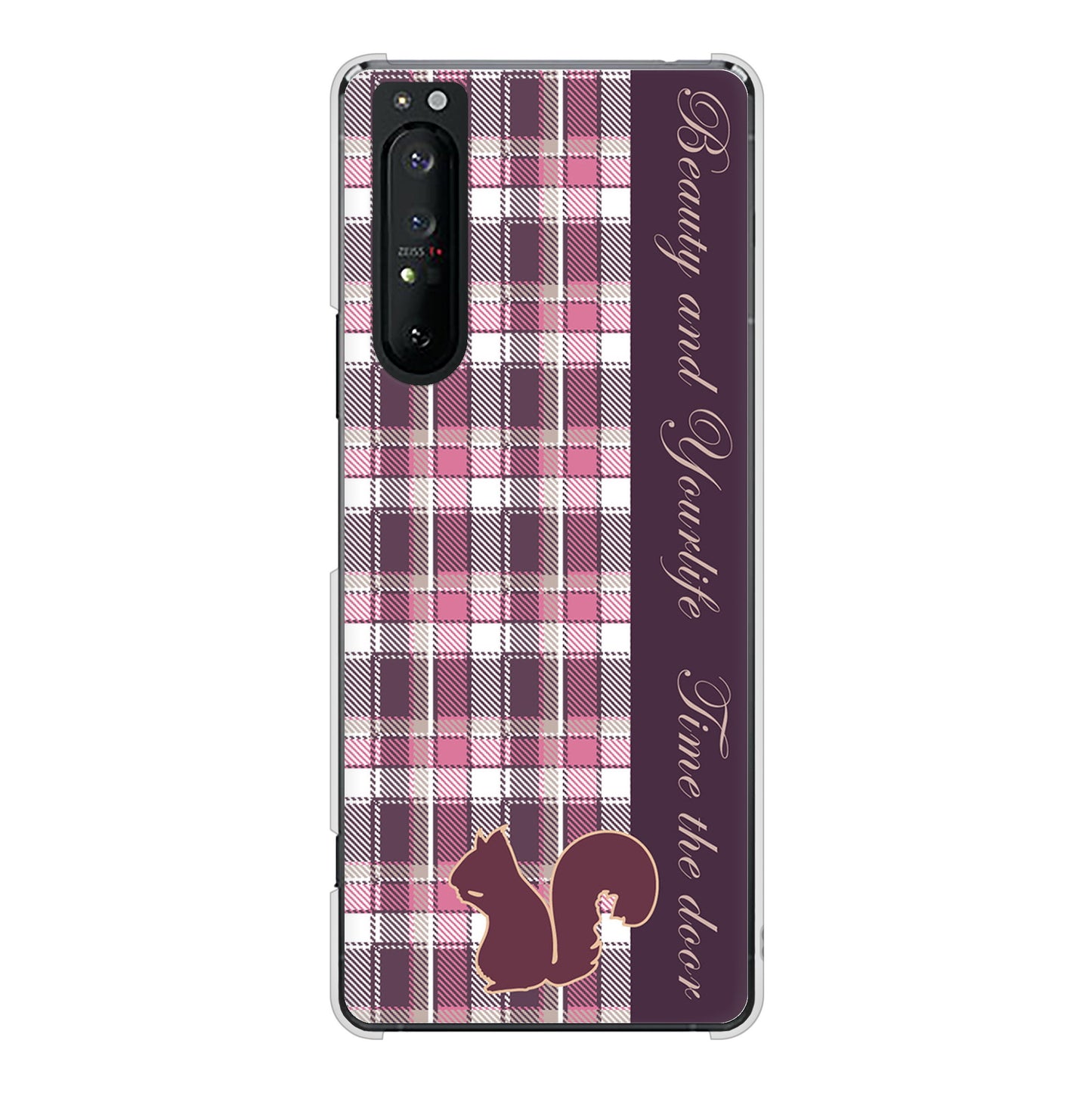 Xperia 1 II SO-51A docomo 高画質仕上げ 背面印刷 ハードケース ピンクチェック