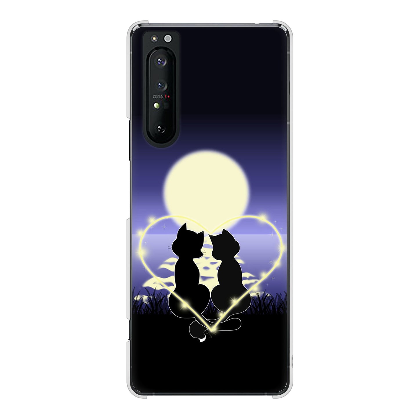Xperia 1 II SO-51A docomo 高画質仕上げ 背面印刷 ハードケース 夜とネコ