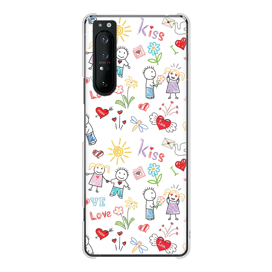 Xperia 1 II SO-51A docomo 高画質仕上げ 背面印刷 ハードケース カップル＆ファミリー