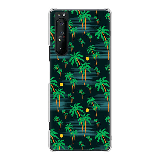 Xperia 1 II SO-51A docomo 高画質仕上げ 背面印刷 ハードケース 【1315 月夜とヤシ】