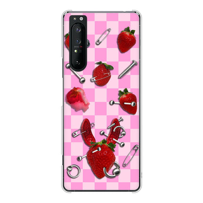 Xperia 1 II SO-51A docomo 高画質仕上げ 背面印刷 ハードケース むかいあぐる 苺パンク