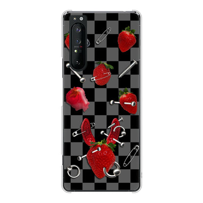 Xperia 1 II SO-51A docomo 高画質仕上げ 背面印刷 ハードケース むかいあぐる 苺パンク