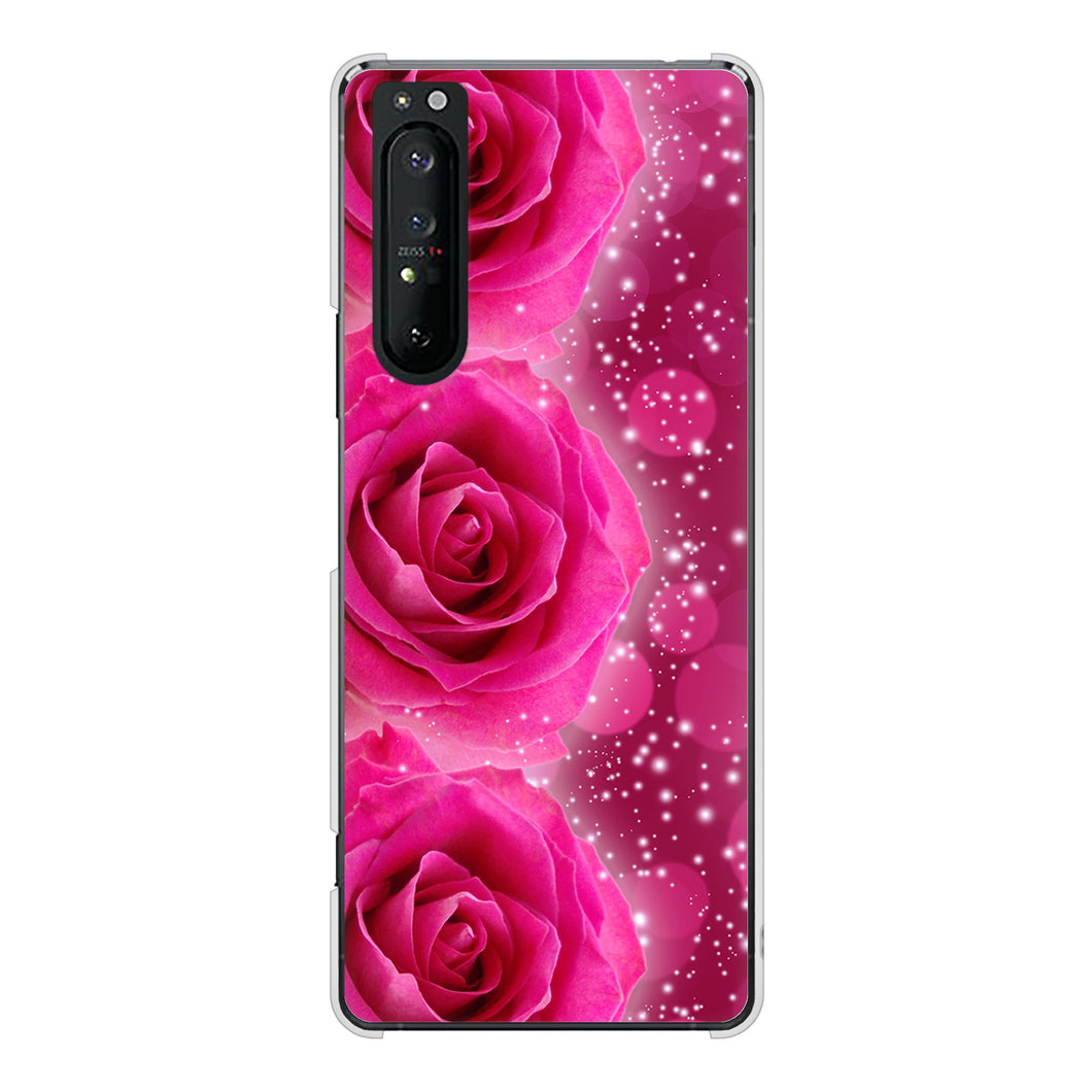 Xperia 1 II SO-51A docomo 高画質仕上げ 背面印刷 ハードケース 【VA815 3連のバラ】