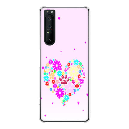 Xperia 1 II SO-51A docomo 高画質仕上げ 背面印刷 ハードケース ハートと肉球
