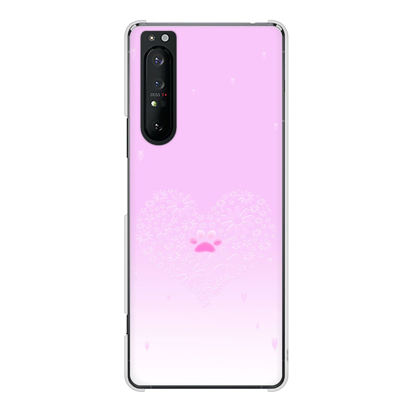 Xperia 1 II SO-51A docomo 高画質仕上げ 背面印刷 ハードケース ハートと肉球