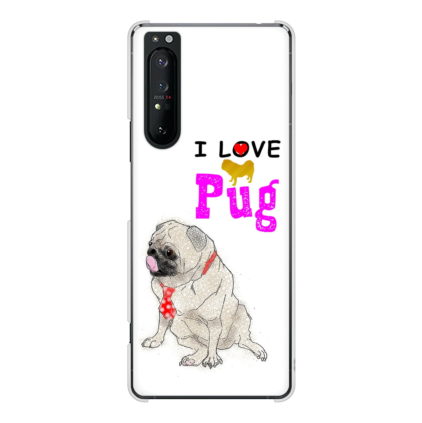 Xperia 1 II SO-51A docomo 高画質仕上げ 背面印刷 ハードケース パグ