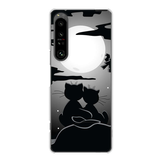 Xperia 1 V SO-51D docomo 高画質仕上げ 背面印刷 ハードケース夜とネコ