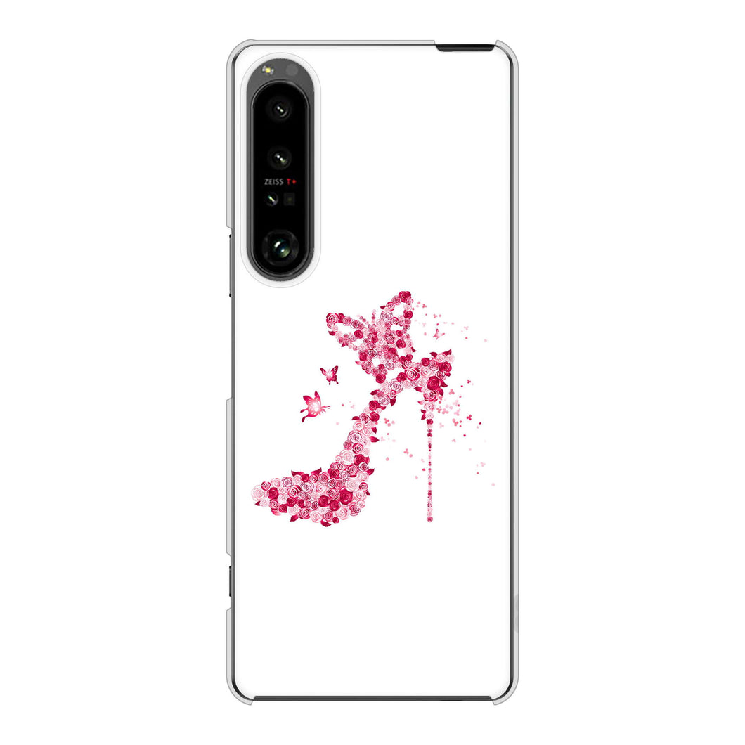 Xperia 1 V SO-51D docomo 高画質仕上げ 背面印刷 ハードケース 【387 薔薇のハイヒール】