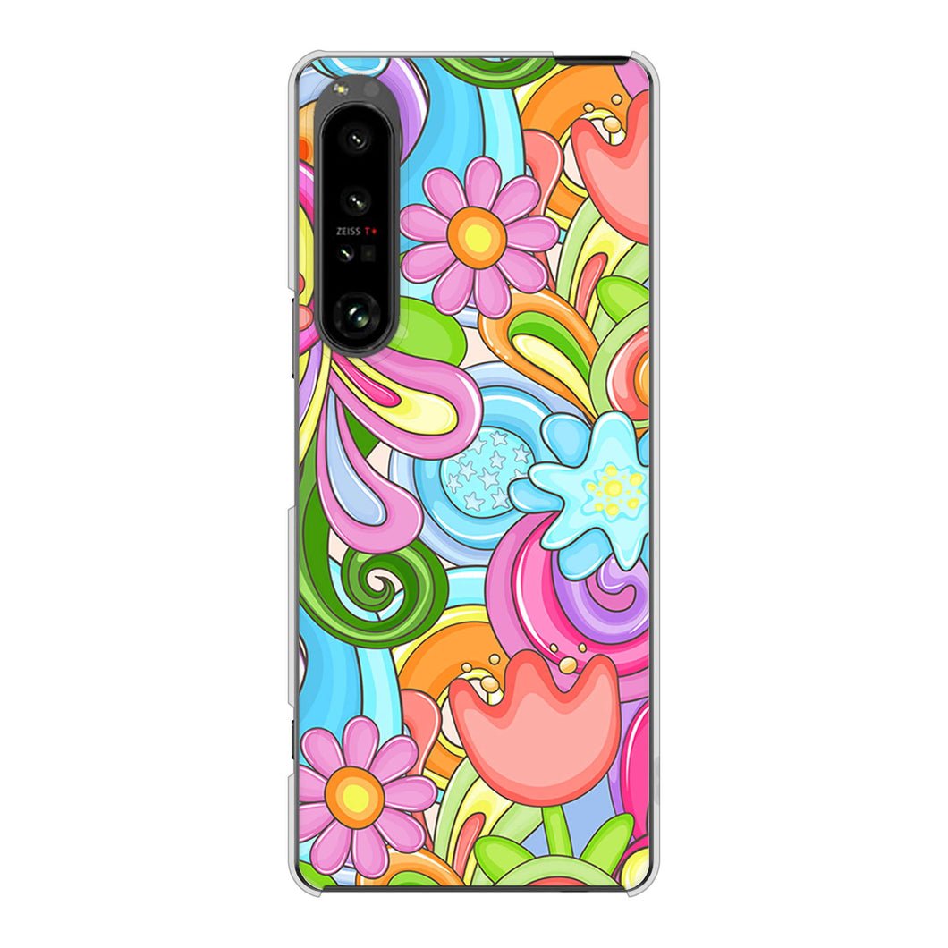 Xperia 1 V SO-51D docomo 高画質仕上げ 背面印刷 ハードケース 【713 ミラクルフラワー】