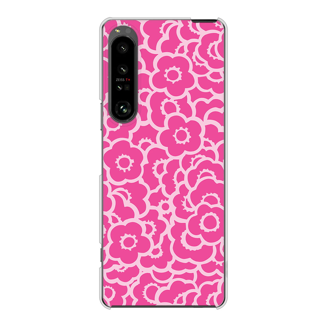 Xperia 1 V SO-51D docomo 高画質仕上げ 背面印刷 ハードケース 【716 ピンクフラワー】