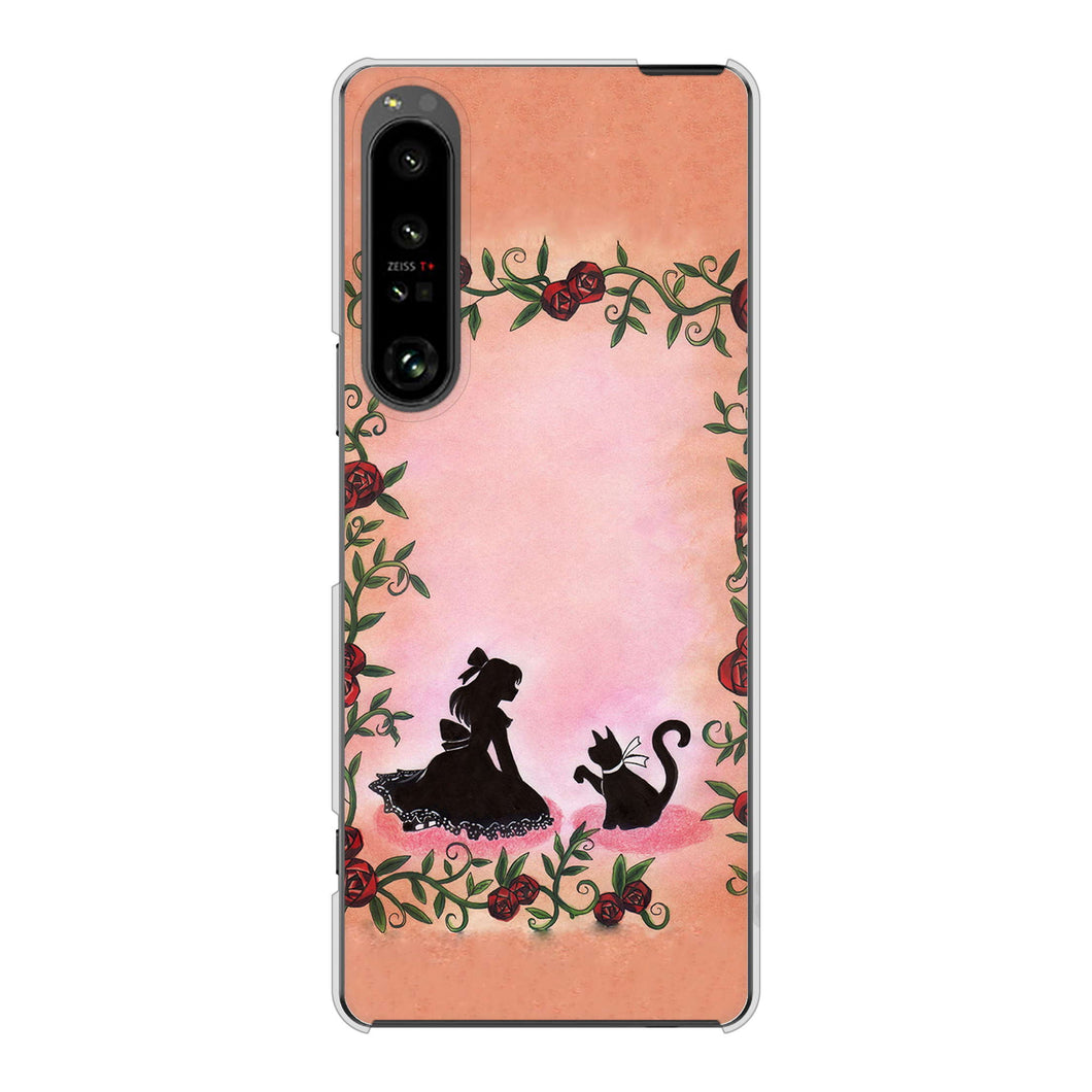 Xperia 1 V SO-51D docomo 高画質仕上げ 背面印刷 ハードケースお姫様とネコ