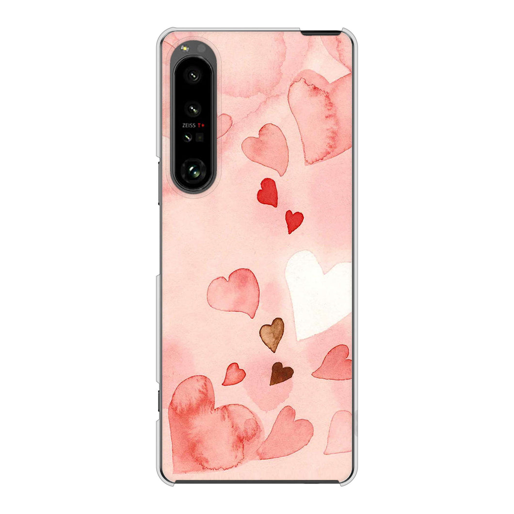 Xperia 1 V SO-51D docomo 高画質仕上げ 背面印刷 ハードケース 【1125 ハートの和紙】