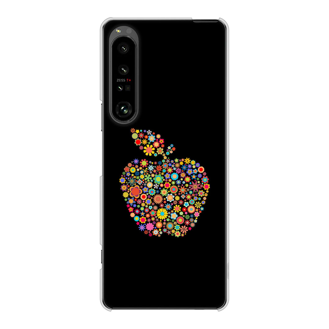 Xperia 1 V SO-51D docomo 高画質仕上げ 背面印刷 ハードケース 【1195 カラフルアップル】