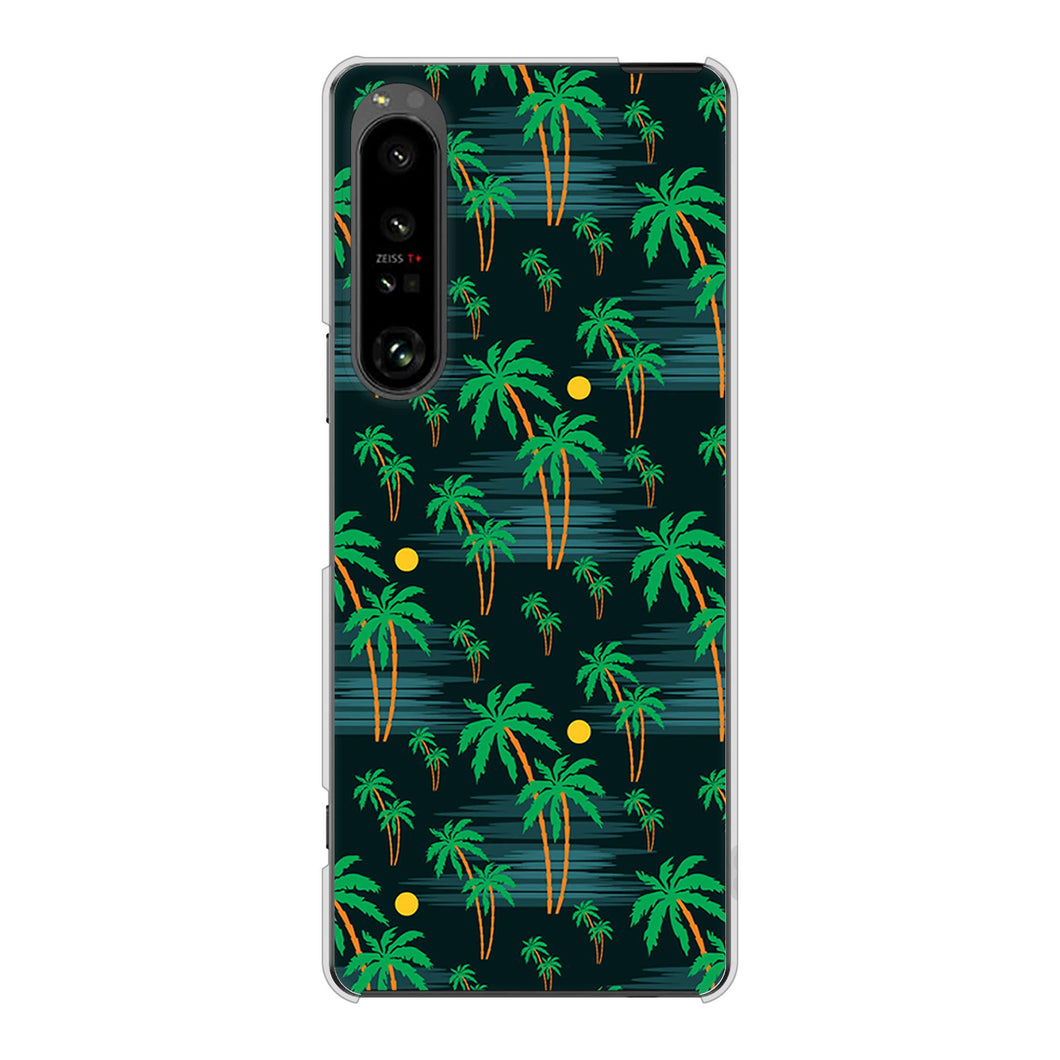 Xperia 1 V SO-51D docomo 高画質仕上げ 背面印刷 ハードケース 【1315 月夜とヤシ】