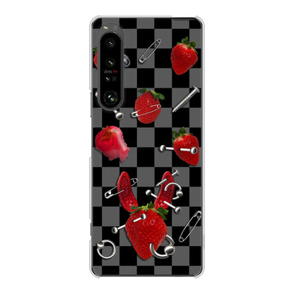 Xperia 1 V SO-51D docomo 高画質仕上げ 背面印刷 ハードケースむかいあぐる 苺パンク