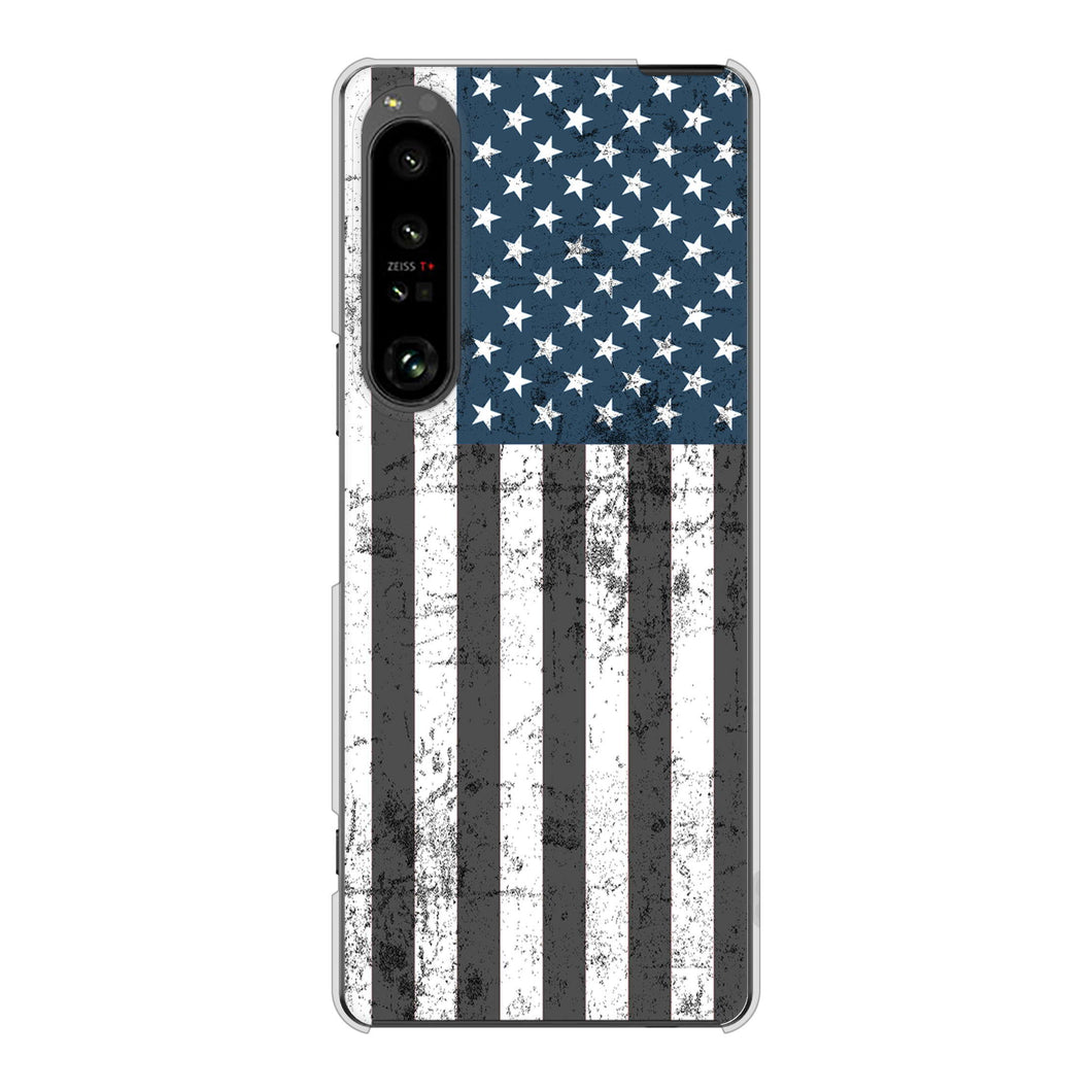 Xperia 1 V SO-51D docomo 高画質仕上げ 背面印刷 ハードケース 【EK864 アメリカンフラッグビンテージ】