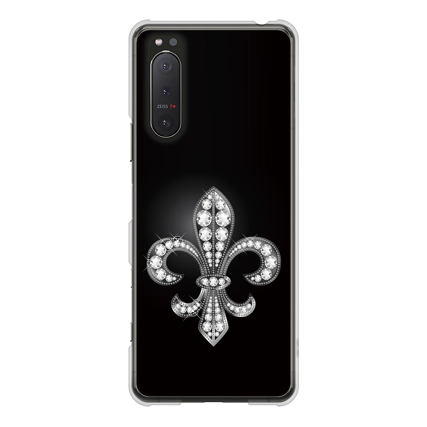 Xperia 5II SO-52A docomo 高画質仕上げ 背面印刷 ハードケース 【042 ラインストーン風の印刷ゴージャスユリ】