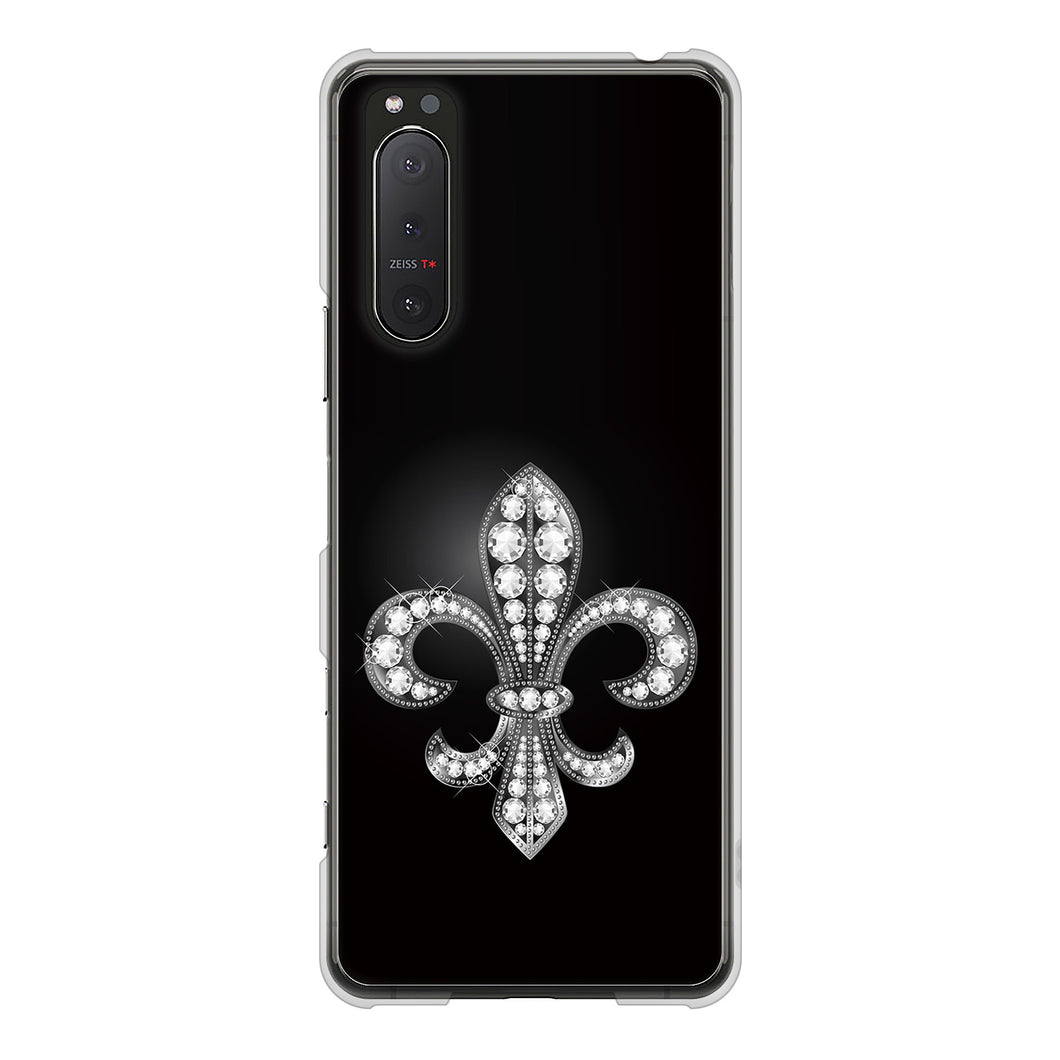 Xperia 5II SO-52A docomo 高画質仕上げ 背面印刷 ハードケース 【042 ラインストーン風の印刷ゴージャスユリ】