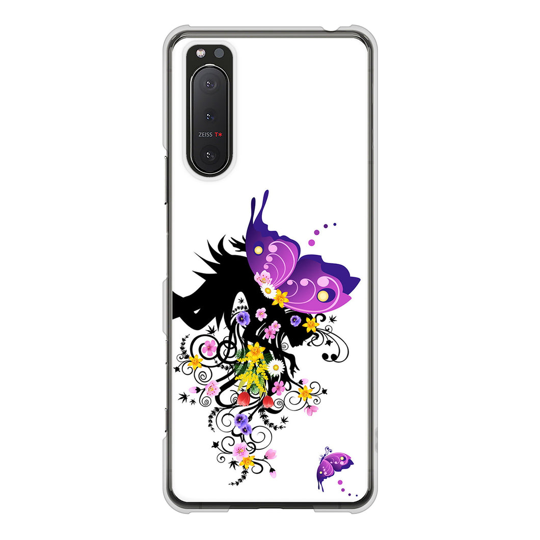 Xperia 5II SO-52A docomo 高画質仕上げ 背面印刷 ハードケース バタフライ