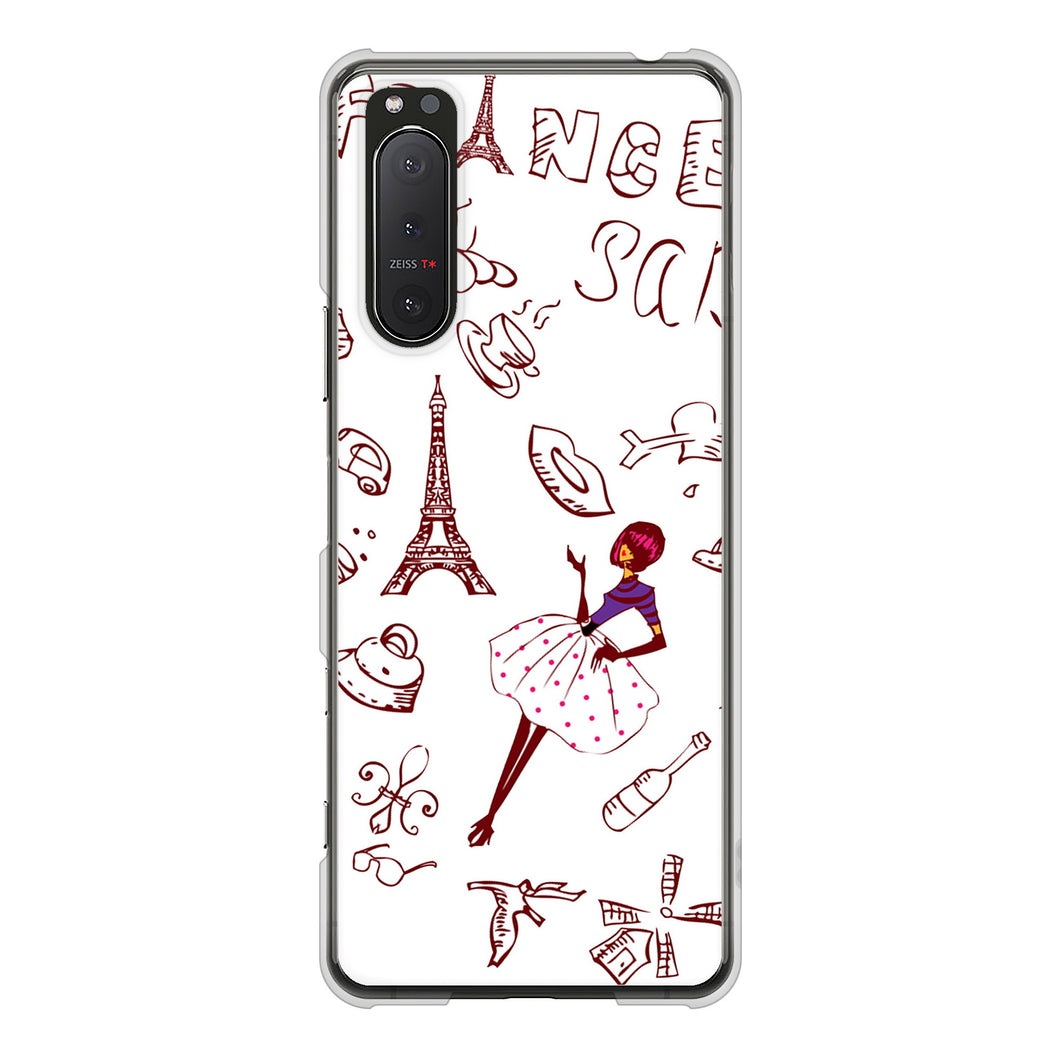 Xperia 5II SO-52A docomo 高画質仕上げ 背面印刷 ハードケース LOVE フランス