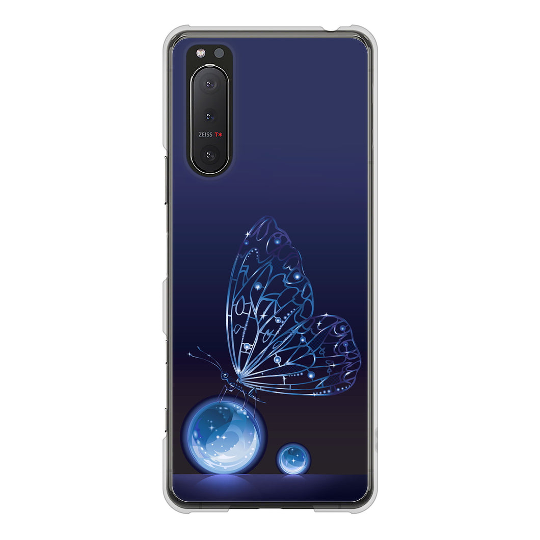 Xperia 5II SO-52A docomo 高画質仕上げ 背面印刷 ハードケース バタフライ
