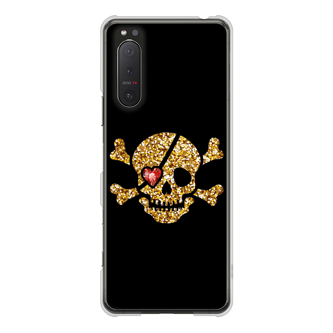 Xperia 5II SO-52A docomo 高画質仕上げ 背面印刷 ハードケース 【1082 海賊ドクロ】