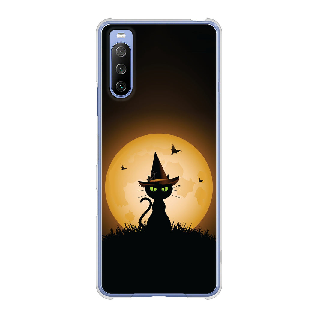 Xperia 10 III SO-52B docomo 高画質仕上げ 背面印刷 ハードケース 夜とネコ