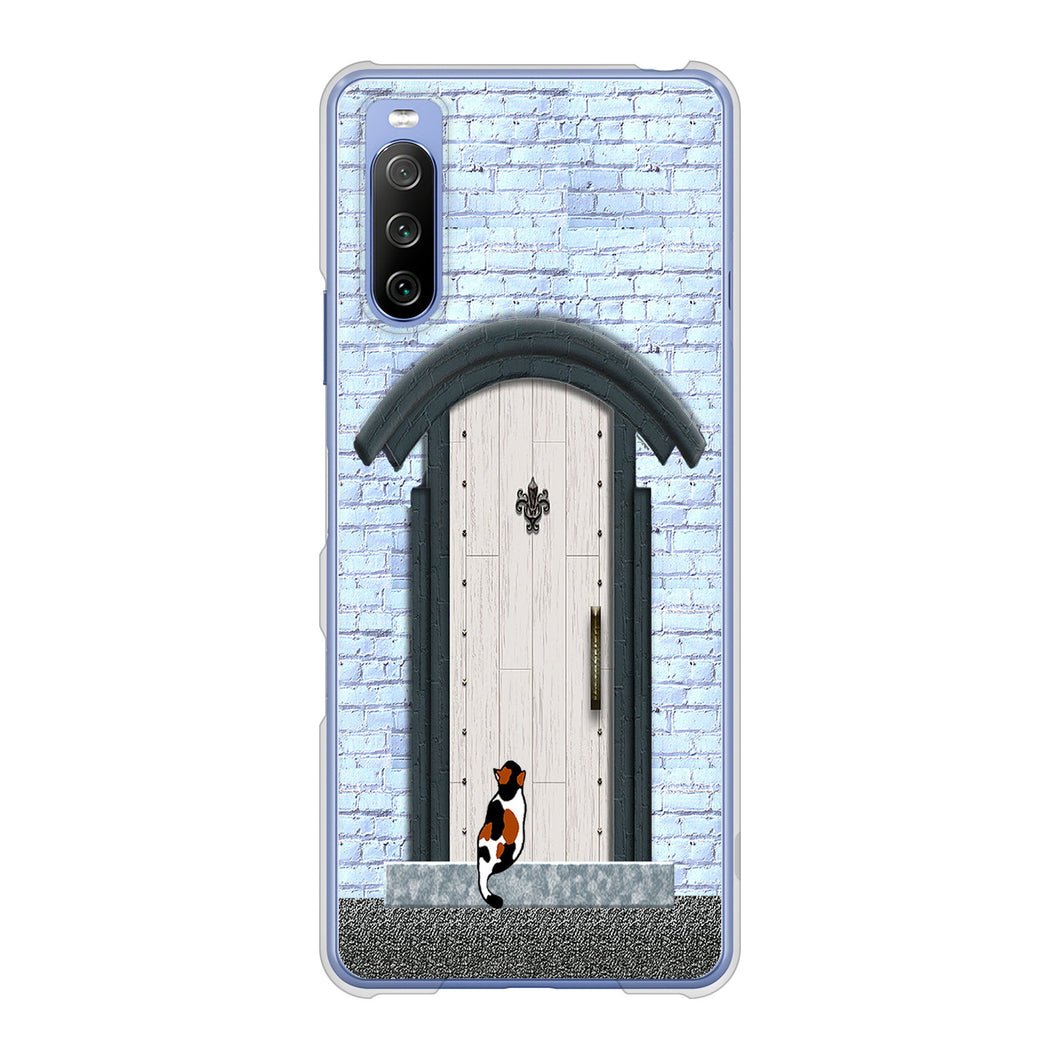 Xperia 10 III SO-52B docomo 高画質仕上げ 背面印刷 ハードケース 猫とドア