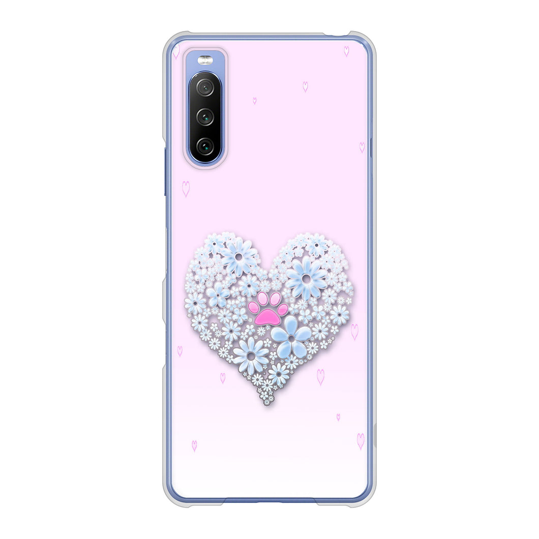 Xperia 10 III SO-52B docomo 高画質仕上げ 背面印刷 ハードケース ハートと肉球