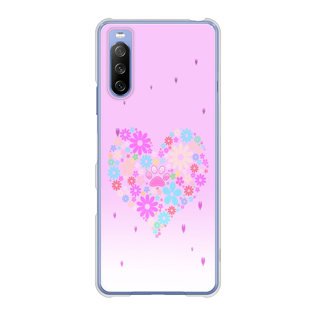 Xperia 10 III SO-52B docomo 高画質仕上げ 背面印刷 ハードケース ハートと肉球