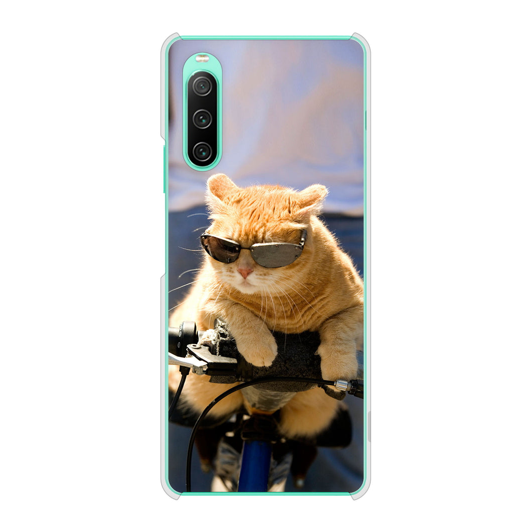Xperia 10 IV SO-52C docomo 高画質仕上げ 背面印刷 ハードケース 【595 にゃんとサイクル】