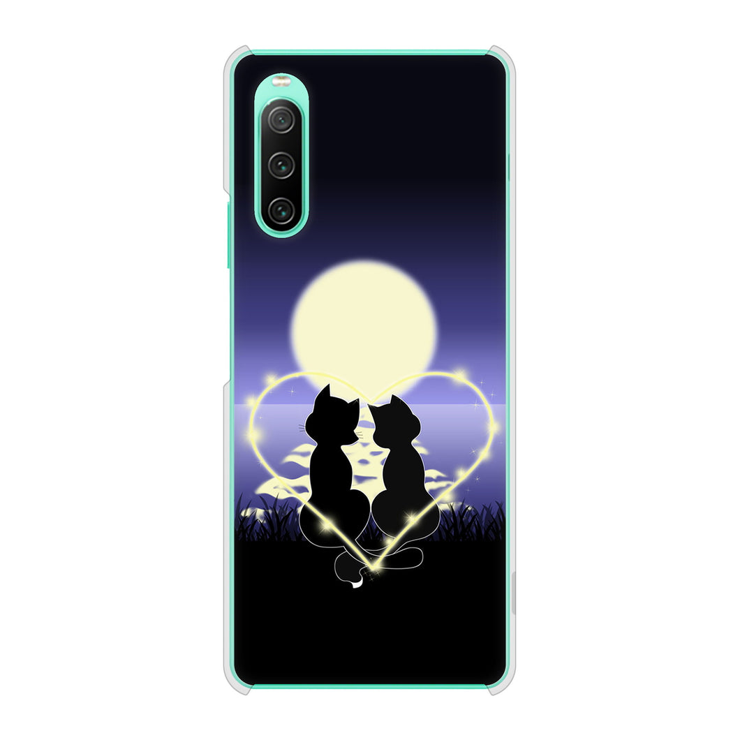 Xperia 10 IV SO-52C docomo 高画質仕上げ 背面印刷 ハードケース 夜とネコ