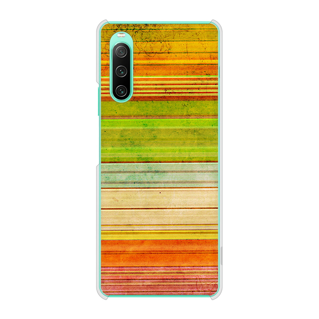 Xperia 10 IV SO-52C docomo 高画質仕上げ 背面印刷 ハードケース 【1324 ビンテージボーダー（色彩）】
