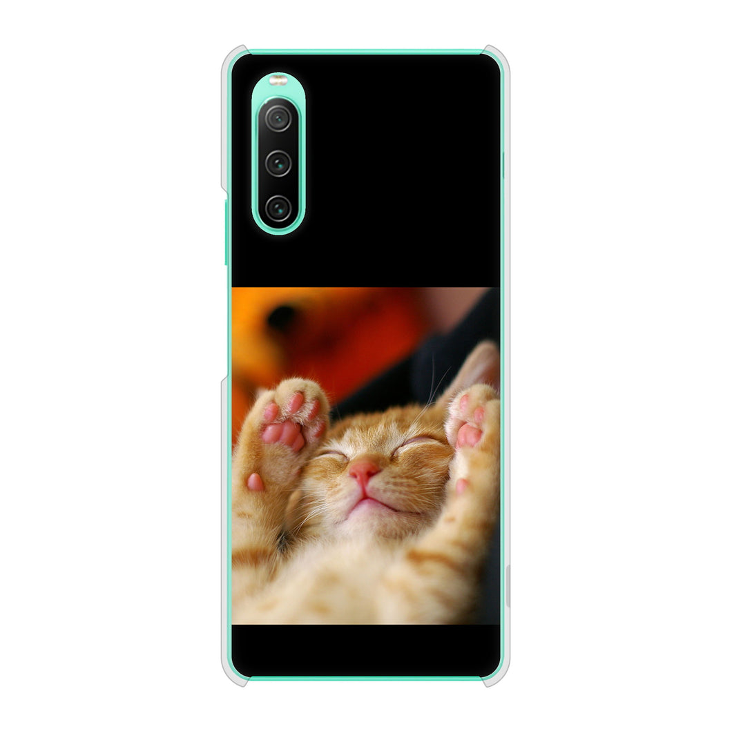 Xperia 10 IV SO-52C docomo 高画質仕上げ 背面印刷 ハードケース 【VA804 爆睡するネコ】