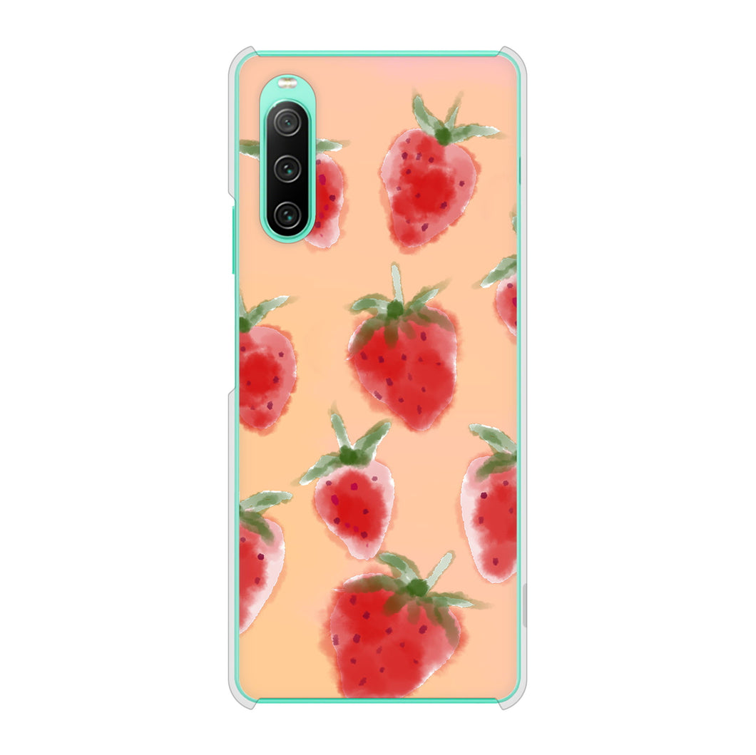 Xperia 10 IV SO-52C docomo 高画質仕上げ 背面印刷 ハードケース イチゴ 水彩