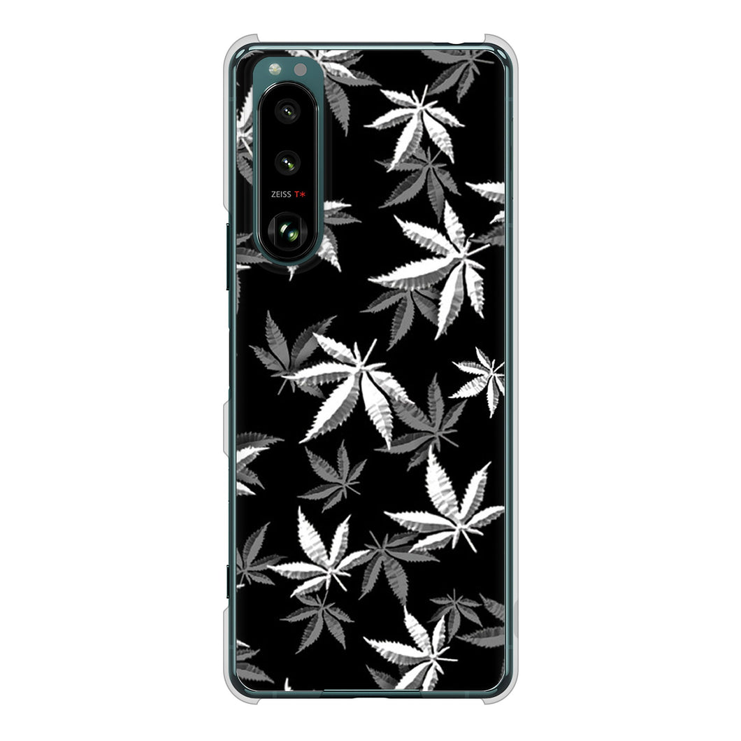 Xperia 5 III SO-53B docomo 高画質仕上げ 背面印刷 ハードケース 【064 モノトーン大麻ブラック】