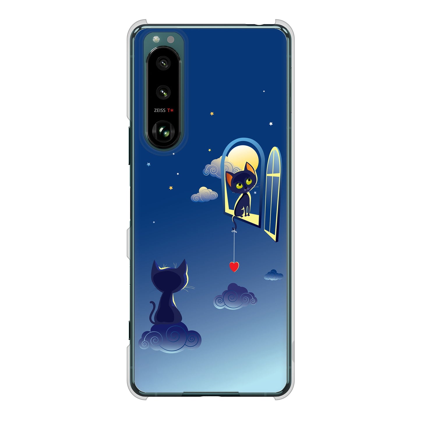 Xperia 5 III SO-53B docomo 高画質仕上げ 背面印刷 ハードケース 夜とネコ
