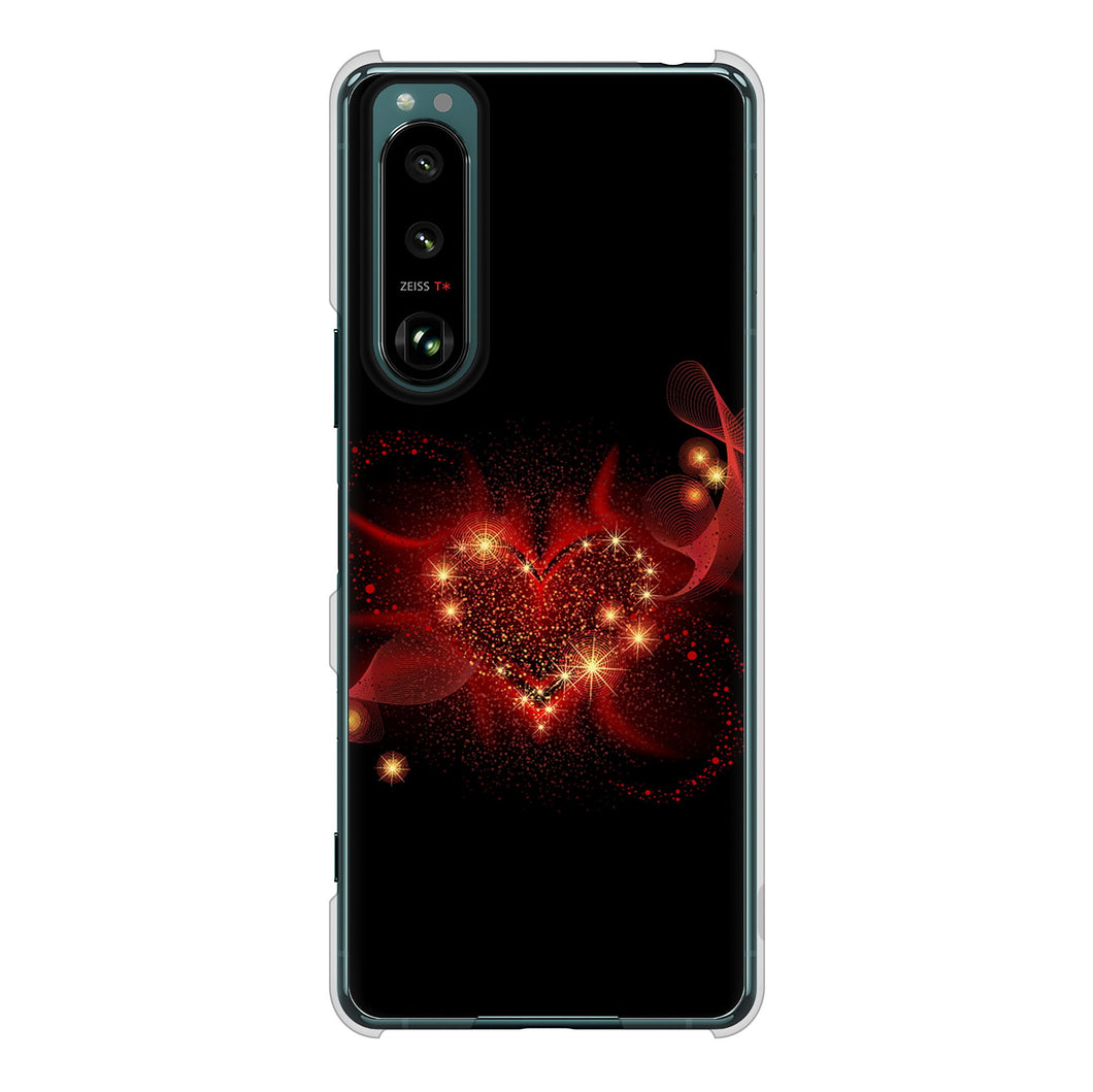 Xperia 5 III SO-53B docomo 高画質仕上げ 背面印刷 ハードケース きらめきハート