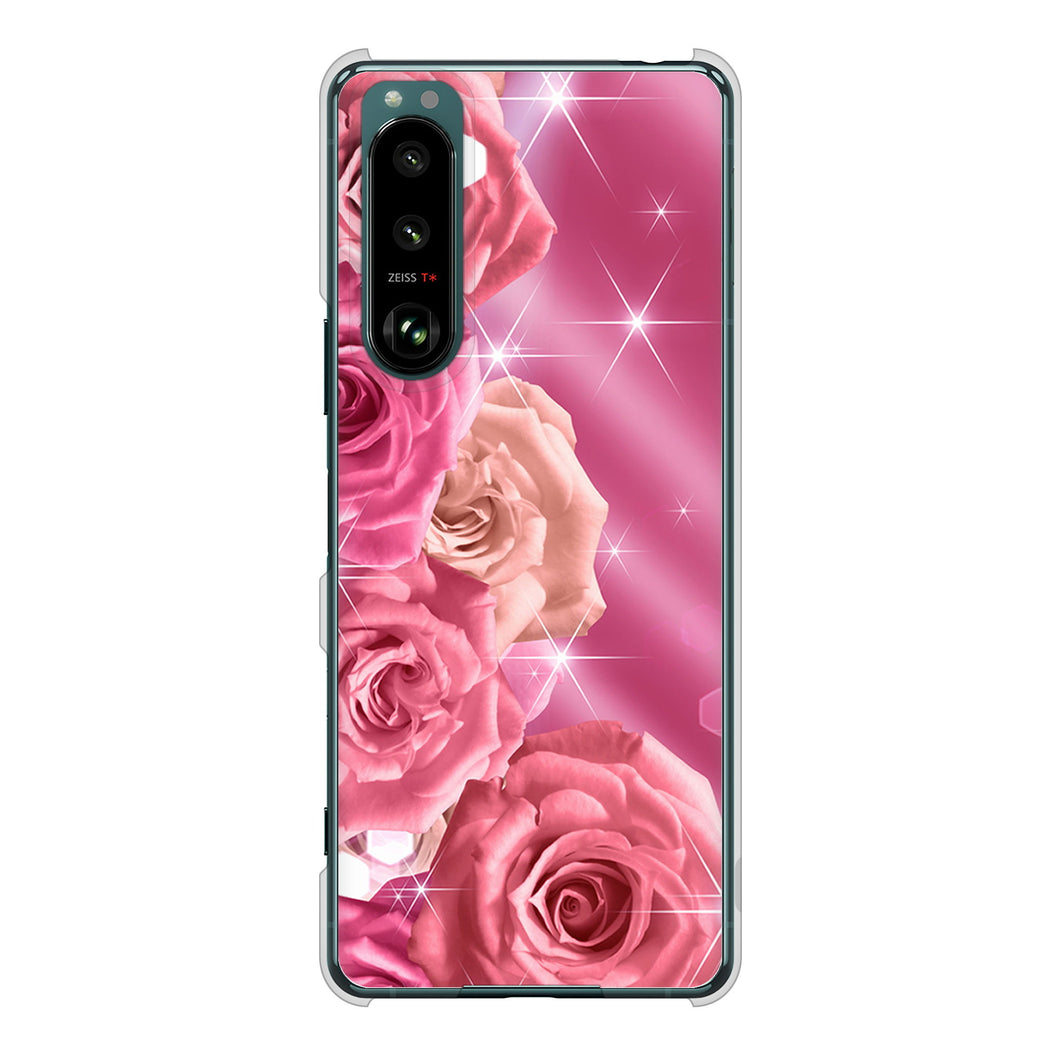 Xperia 5 III SO-53B docomo 高画質仕上げ 背面印刷 ハードケース 【1182 ピンクの薔薇に誘われて】