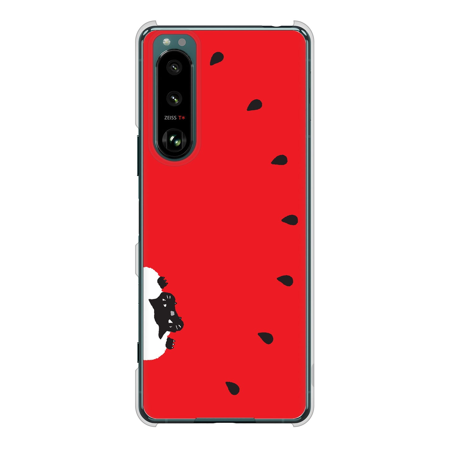 Xperia 5 III SO-53B docomo 高画質仕上げ 背面印刷 ハードケース すいかをかじるネコ